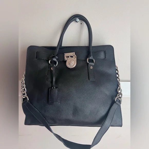 Michael Kors Black Satchel with Silver Accents - Picture 7 of 9